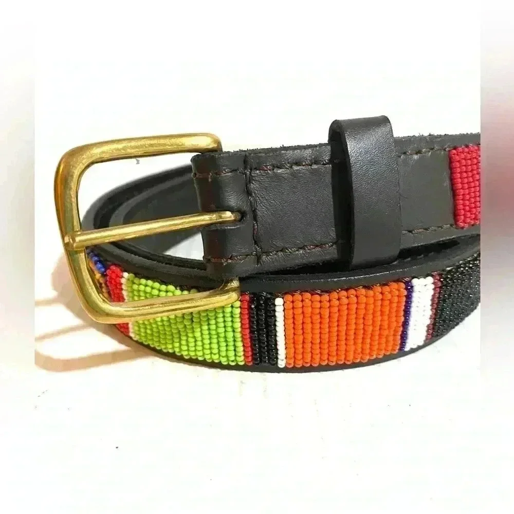 Handcrafted multicolors beaded unisex belt size 38